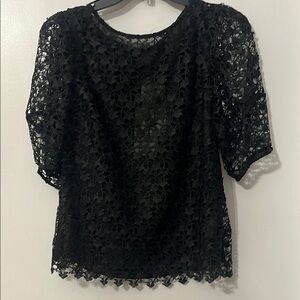 Joie from Nordstrom Black Lace Puff Sleeve Top Small